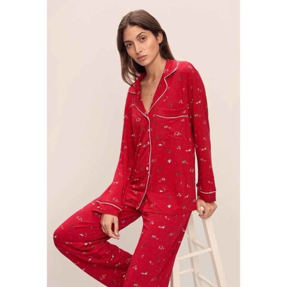Eberjey Red Christmas Pajama Set with Festive Design